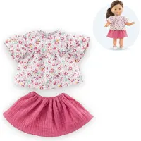 Corolle poppenkleding set bloemenblouse en rok 36cm poppenaccessoire.