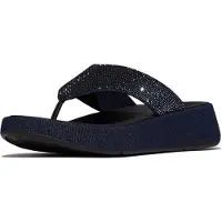 FitFlop F-Mode Toe Post - Denim And Hotfix Dames Sandalen - Donker Denim