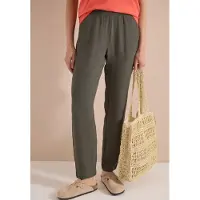 Cecil Dames Slim Legs broek in Loose Fit met structuur - Groen - S