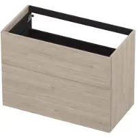 Ink Onderkast 90x45cm - Push To Open - 2 Lades - Ivoor Eiken - Badkamermeubels, Wastafelonderkasten - 8718835156190