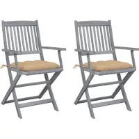 vidaXL Tuinstoelen 2 st inklapbaar met kussens massief acaciahout