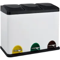 Aura Prullenbak 3 Vakken - Afvalbak - Pedaalemmer - 45 Liter - WIt - 60cm x 33cm x 48cm