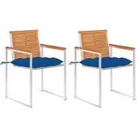 vidaXL Tuinstoelen 2 st met kussens massief acaciahout en staal