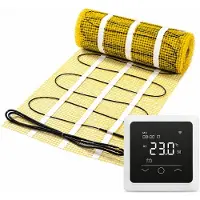 Pro-mat 1,5 m², Kleur thermostaat: Wit - Pro-series Complete set, 150 watt per m², met wifi thermostaat passend in de meeste afdekraampjes - vloerverwarming matten - vloerverwarming matten