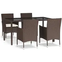 vidaXL 5-delige Tuinset met kussens poly rattan bruin