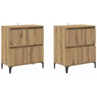 vidaXL Dressoirs 2 st Artisan Eiken 60 x 35 x 70 cm Bewerkt hout