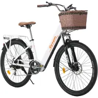 CYSUM Cityrun Elektrische Fiets - 250W Motor - 36V10Ah Accu - Max Snelheid 25km/u - 26 Inch Banden - Max Bereik 60km - Shimano 7 Versnellingen - Wit