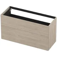 Ink Onderkast 120x45cm - Push To Open - 2 Lades - Ivoor Eiken - Badkamermeubels, Wastafelonderkasten - 8718835156213