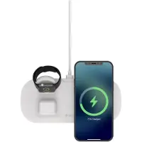 Devia Draadloze oplader 3-in-1 Smart 15W, wit - Inductief opladen voor telefoon, oortjes en smartwatches