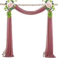 OEM Chiffon bruiloftsgordijn, wanddecoratie, donkerrood, 75x550 cm, gaas, chiffonstof