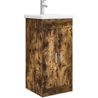 vidaXL Badkamerkast met wastafel, gerookt eikenhout