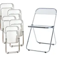 En.casa Klapstoelen 'Pornainen', set van 6, stalen frame, transparant