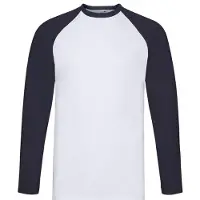 Fruit Of The Loom Heren Valueweight Baseball T-shirt met lange mouwen (Witte/diepe marine)