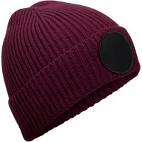 Beechfield Circulaire Patch Beanie (Bourgogne/Zwart)