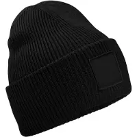 Beechfield Diepe muts met tonale patch voor volwassenen (Zwart)