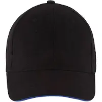 Sols Buffalo 6 panel baseballpet (Zwart/Loyaal Blauw)