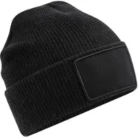 Beechfield Thinsulate Uitneembare Patch Muts (Zwart)