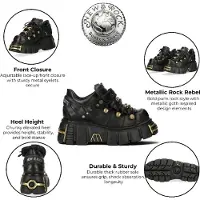 New rock zwarte leren gotische platform enkellaarsjes - M-120N-C116