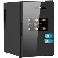 Cecotec A01_EU01_100135, Thermoelektrische wijnkoeler, Vrijstaand, 15 flessen, , Interne verlichting, Zwart
