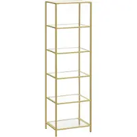 Leobert Boekenkast / rek LGT500A01 – Goud – Glas & staal – 6 lagen – Luxe design