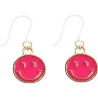 Charme Bijoux Allergievrij oorbellen Smiley goudkleur Roze- kunststof oorbelhaken-