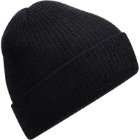 Beechfield Geribde muts Polylana (Zwart)