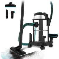 Cecotec Conga Rockstar Wet & Dry Steel Max, 1400 W, Cilindervormig, geschikt voor zowel droog- als natgebruik, stofzuiger met stofzak, 16 liter inhoud, HEPA-filter