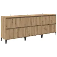vidaXL Dressoirs 3 st Artisan Eiken 60 x 35 x 70 cm Bewerkt hout