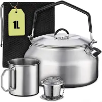 Mira Waterkoker camping - Waterkoker klein - Waterkoker reis - Zilver - 15cm x 15cm x 9cm