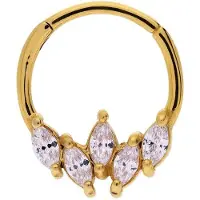 Lucardi - Dames Stalen goldplated helixpiercing met zirkonia - Piercing - Staal - Goudkleurig