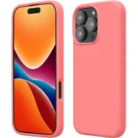 Kwmobile telefoonhoesje geschikt voor Apple iPhone 16 Pro Max - Hoesje met siliconen coating - Smartphone case in Pastelkleurig koraal