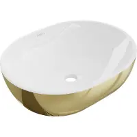 Mexen Viki opzetwastafel 48 x 35 cm, wit/goud - 21054806