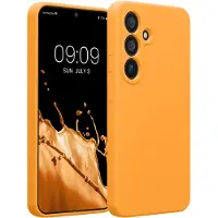Kwmobile telefoonhoesje geschikt voor Samsung Galaxy S25 - TPU backcover met siliconen coating - Smartphone case in fruitig oranje