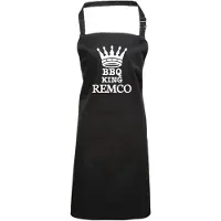 Premier BBQ king keukenschort - gepersonaliseerd met naam - zwart - vaderdag - gepersonaliseerd cadeau