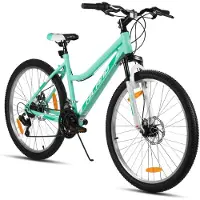 Hiland Gamille Dames Mountainbike 26 inch – Mintgroen MTB met Lage Instap – 18 Versnellingen – Mechanische Schijfremmen