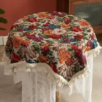 OEM Rustieke tafelkleed voor camping, vintage tafelkleed, tafelkleed voor eettafel met franjes (140*140 cm)