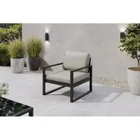 Margaret Hadas24 Margaret Hadas: 24 Gartensessel, outdoor, Madera lounge fauteuil, tuinbank, terras, balkon, weerbestendig, metaal. Zitbank met rugleuning, zwart, beige