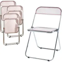 En.casa Klapstoel set van 4 Pornainen 74x46x47 cm roze transparant []