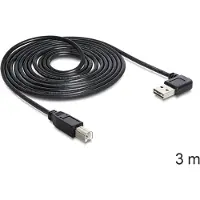 DeLOCK Easy-USB-A haaks (links/rechts) naar USB-B kabel - USB2.0 - tot 2A / zwart - 3 meter