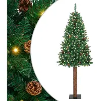 vidaXL Slanke Kerstboom Groen 210 cm PVC en massief dennenhout
