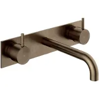 Hotbath Cobber - Wastafelmengkraan - zonder Waste - Laag - Bruin - Inbouw - Messing - V07