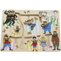 Peppi Pitkätossu Kinderboeken Langkous houten schuifpuzzel speelgoed puzzel.