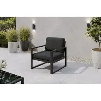 Margaret Hadas24 Margaret Hadas: 24 Gartensessel, outdoor, Madera lounge fauteuil, tuinbank, terras, balkon, weerbestendig, metalen, met rugleuning, zwart, grijsbruin