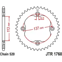 JT Sprockets 520 Jtr1760.38 Steel Achtertandwiel
