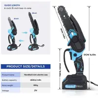 OEM Mini-elektrische kettingzaag, met dubbele batterijvoeding, borstelloze motor, blauw