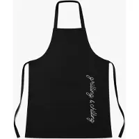 Benza Zwart Keukenschort – 100% Katoen – 60 x 84 cm – 180 gsm – Geborduurde Tekst Grilling And Chilling – BBQ Schort met Voorvak