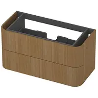 Ink Concept R Afgeronde Onderkast 2 Lades - 100x45cm - Glad - Fineer Light - Badkamermeubels, Wastafelonderkasten - 8718835407650