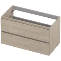 Ink Onderkast 90x45cm - Greeploos - 2 Lades - Ivoor Eiken - Badkamermeubels, Wastafelonderkasten - 8718835156039