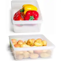 Novaliv Koelkastset van 2 organizers Koelkast Medium + Groot BPA-vrij Keukenorganisatie Keukenorganizer Koelkastorganizer Voedselveilige flessenorganizer Opbergvak Koelkastvak