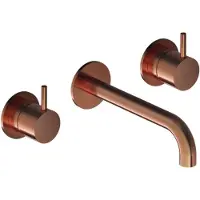 Hotbath Cobber 3-gats inbouw wastafelkraan 18cm geborsteld koper PVD